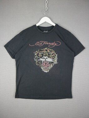 Ed Hardy Tiger Logo Mens Large Grey